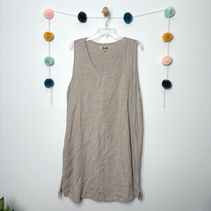 Flax Taupe Tan Sleeveless Flowy Linen Dress
